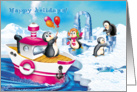 penguins in Antarctica. Happy Christmas! card
