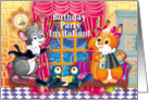 Birthday Party Invitation For Kids, Animals Making Music And Singing card