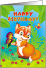Birthday for Kids Cartoon Fox with a Butterfly card