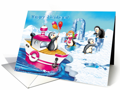 penguins in Antarctica. Happy Christmas! card (1009429)