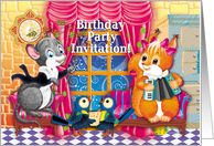 Birthday Party Invitation For Kids, Animals Making Music And Singing card