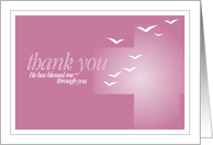 Thank you card with cross and doves card