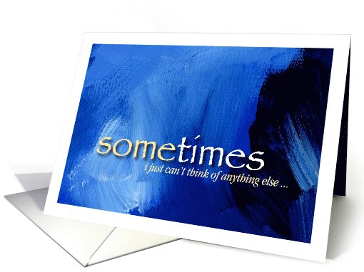 Thinking of you sentiment on blue abstract art background card