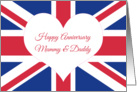 Happy Anniversary Mummy & Daddy, British Flag card