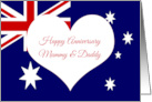 Happy Anniversary Mummy and Daddy with Australia Theme card