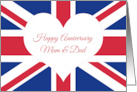 Happy Anniversary Mum and Dad with Colorful British Theme card