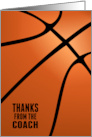 Thanks from the Basketball Coach with Blank Customizable Inside card