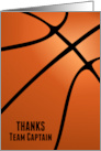 Thanks Basketball Team Captain with Elegant Bold Design card