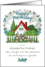 Father’s Birthday for a Gardener with Vintage House and Picket Fence card