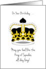 Bridge Player’s Birthday with King of Spades Crown card