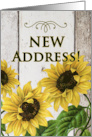 New Address Announcement with Sunflowers and Painted Wood card