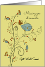 Missing You at Canasta so Get Well Soon with Sweet Bird Illustration card