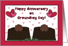 Happy Anniversary on Groundhog Day in February with Pink Hearts card