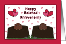 Happy Belated Groundhog Day Anniversary with Pink Hearts and Border card