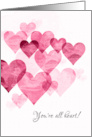 You’re All Heart Message with Many Shades of Pink Hearts Design card