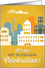 Off to College Party Invitation with Urban High Rise Silhouettes card