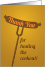 Thank You for Hosting Cookout with Hot Dog Sausage on Skewer Design card