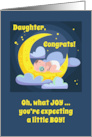 Congrats Daughter You’re Expecting a Little Boy with Moon Stars Theme card