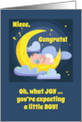 Congrats Niece You’re Expecting a Little Boy with Moon and Stars Theme card