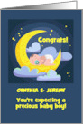 Congrats to Customized Parent Names for Expecting a Boy with Moon Art card