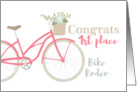 Congrats for First Place in Bicycle Rodeo with Pink Bike and a Basket card