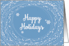 Happy Holidays with Elegant Swirling Snow Design with Blue Background card