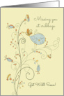 Missing You at Cribbage so Get Well Soon with Sweet Bird Art card