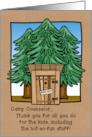 Thank You Camp Counselor with Cute Outhouse and Pines Design card