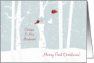 Merry First Christmas to Cousin and Her Husband with Love Birds card