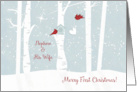 Merry First Christmas to Nephew and His Wife with Love Birds and Stars card