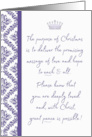 Purpose of Christmas is Love and Hope and Peace with Christ card