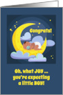Congrats on Expecting Boy with Celestial Theme and Brown Skin Baby card