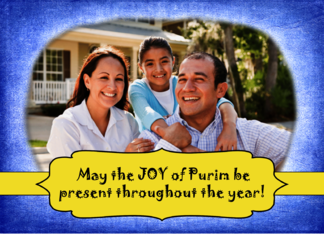 Joy of Purim Through the Year with Your Photo and Blue and White Frame
