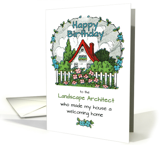 Landscape Architect's Birthday with Vintage Art Deco Yard Scene card