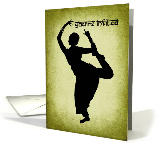 Bharatanatyam Arangetram Invitation with Dancer Silhouette card