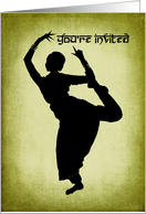 Bharatanatyam Arangetram Invitation with Dancer Silhouette card