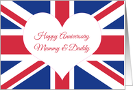 Happy Anniversary Mummy & Daddy, British Flag card