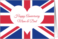 Happy Anniversary Mum and Dad with Colorful British Theme card
