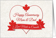 Anniversary for Canadian Mum and Dad with Maple Leaves card