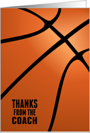 Thanks from the Basketball Coach with Blank Customizable Inside card