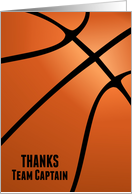 Thanks Basketball Team Captain with Elegant Bold Design card