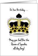 Bridge Player’s Birthday with Royal Queen of Spades Crown card