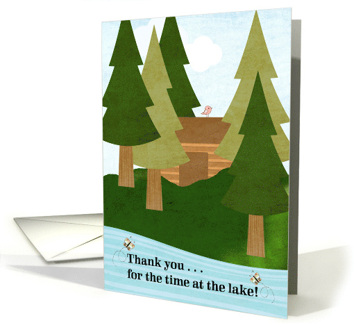 Thank You for the Time at the Lake with Cute Folk Art Design card