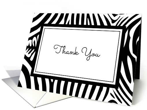Thank You Blank Note with Zebra Stripes with Blank Inside card