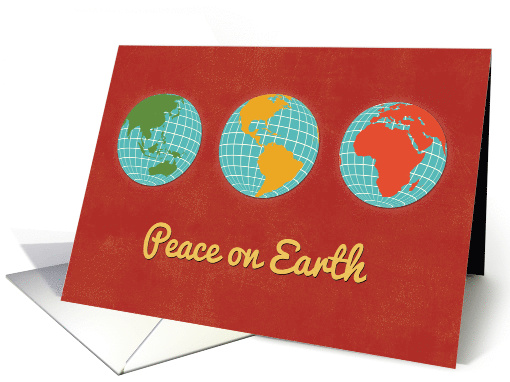 Peace on Earth with World Maps and Vibrant Retro Colors card (1188114)