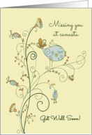 Missing You at Canasta so Get Well Soon with Sweet Bird Illustration card