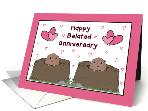 Happy Belated Groundhog Day Anniversary with Pink Hearts... (1227470)
