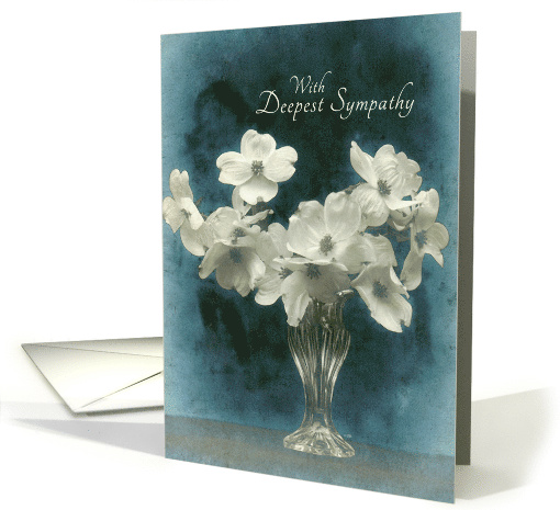 With Deepest Sympathy for Your Loss with Elegant Dogwood on Blue card