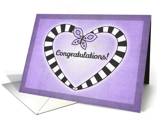 Congratulations with Purple Butterfly and Black and White Heart card