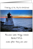 Thinking of You My Ex-Girlfriend with Beautiful Lighthouse at Sunset card